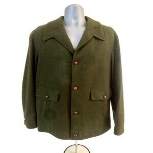 Weyrer Austria 'Ravit Modell' Wool Military Leather Patches Coat Jacket Green L